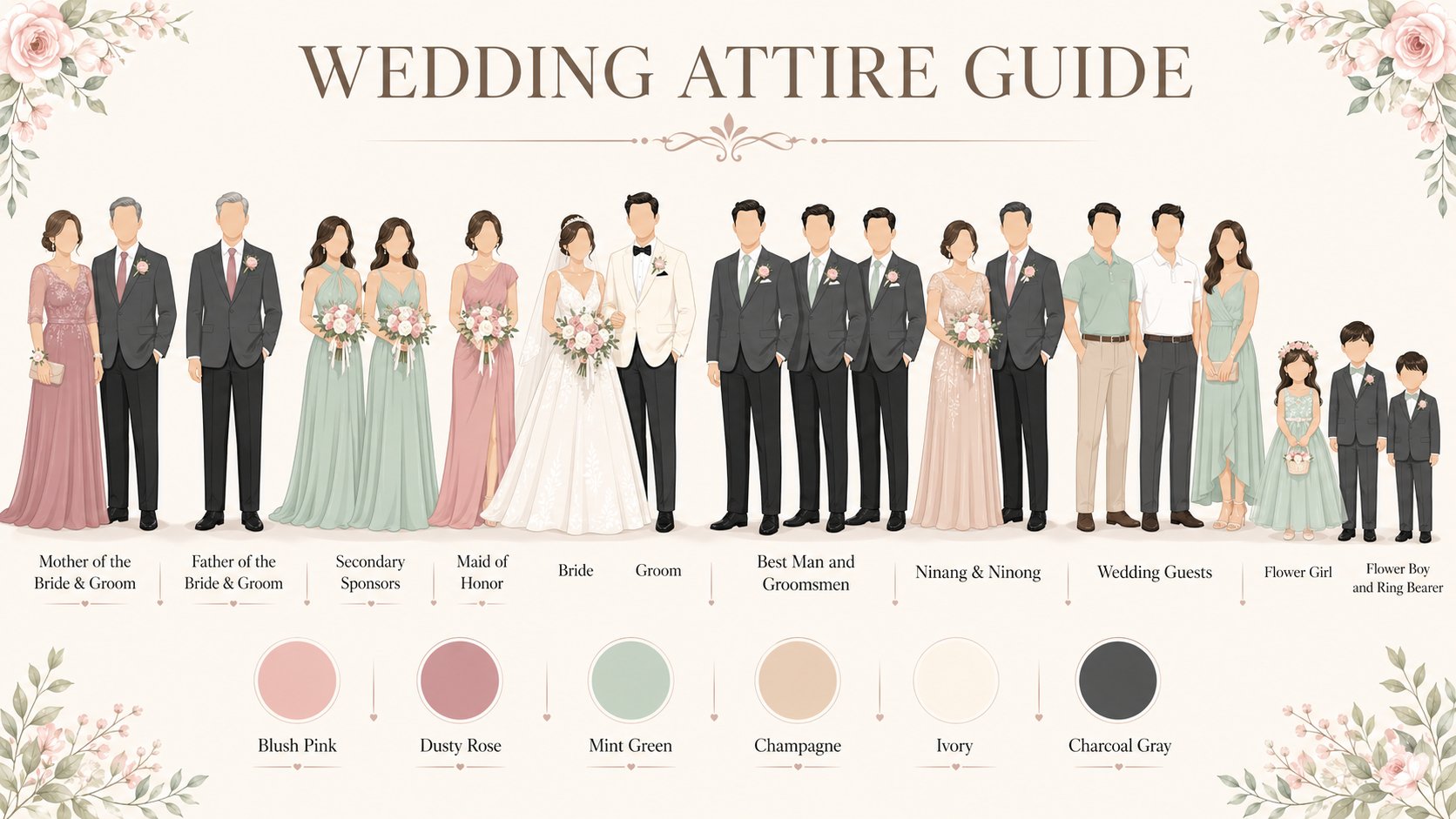 Sample AI-generated Wedding Attire Guide illustration